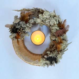 Rustic Boho DIY Wreath Making Kit, DIY Reusable Willow Wreath Kit, Christmas decorations, wooden ornaments, Dried Flowers, Gift box