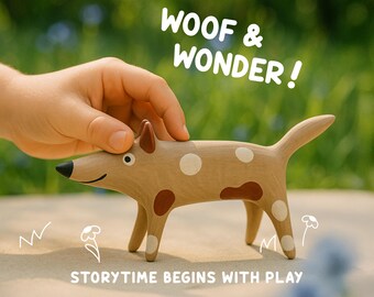 Handmade Wooden Dog Figurine: Eco-Friendly Toy Decor