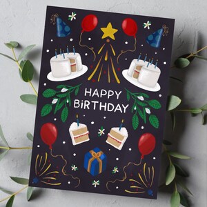 Gelukkige verjaardagskaart | Viering | Vrolijk | Voor hem | Voor haar | Neef | Nicht | Neef | Vriend | Tante | oom | Feest | Taart | Volkskunst