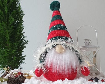 Charming scandinavian christmas gnome, Cute gift idea, Nordic dwarf knitted figurine, Handmade farmhouse decor