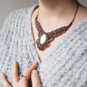 Collana di cristallo macramè, gioielli macramè, ciondoli Collana di cristallo macramè, gioielli macramè, ciondoli