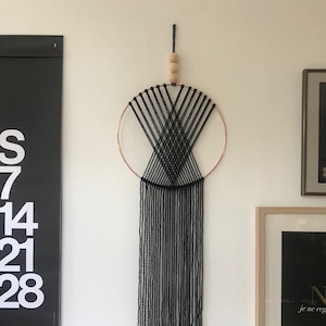 Black Scandi Style macrame wall hanging (L)