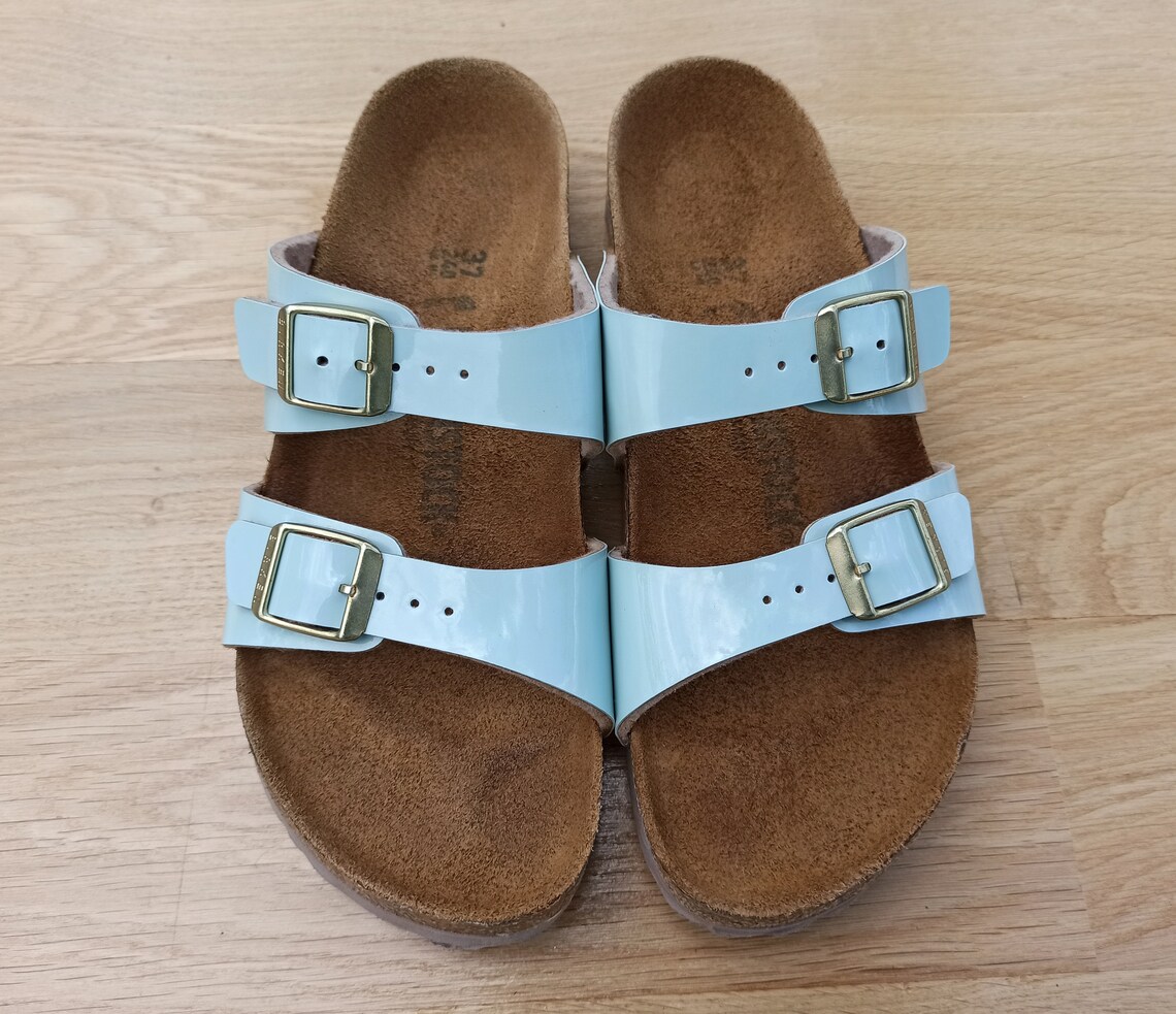 Amazon.com | Birkenstock Women's Florida Soft Footbed Birko-Flor Silver Sandals - 41 M EU | Flats