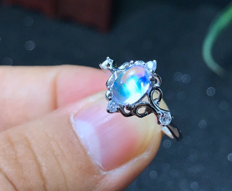 Natural moonstone ring moonstone ring,Real moonstone ring,925 Sterling Silver,wedding ring,Engagement Ring,gift for her