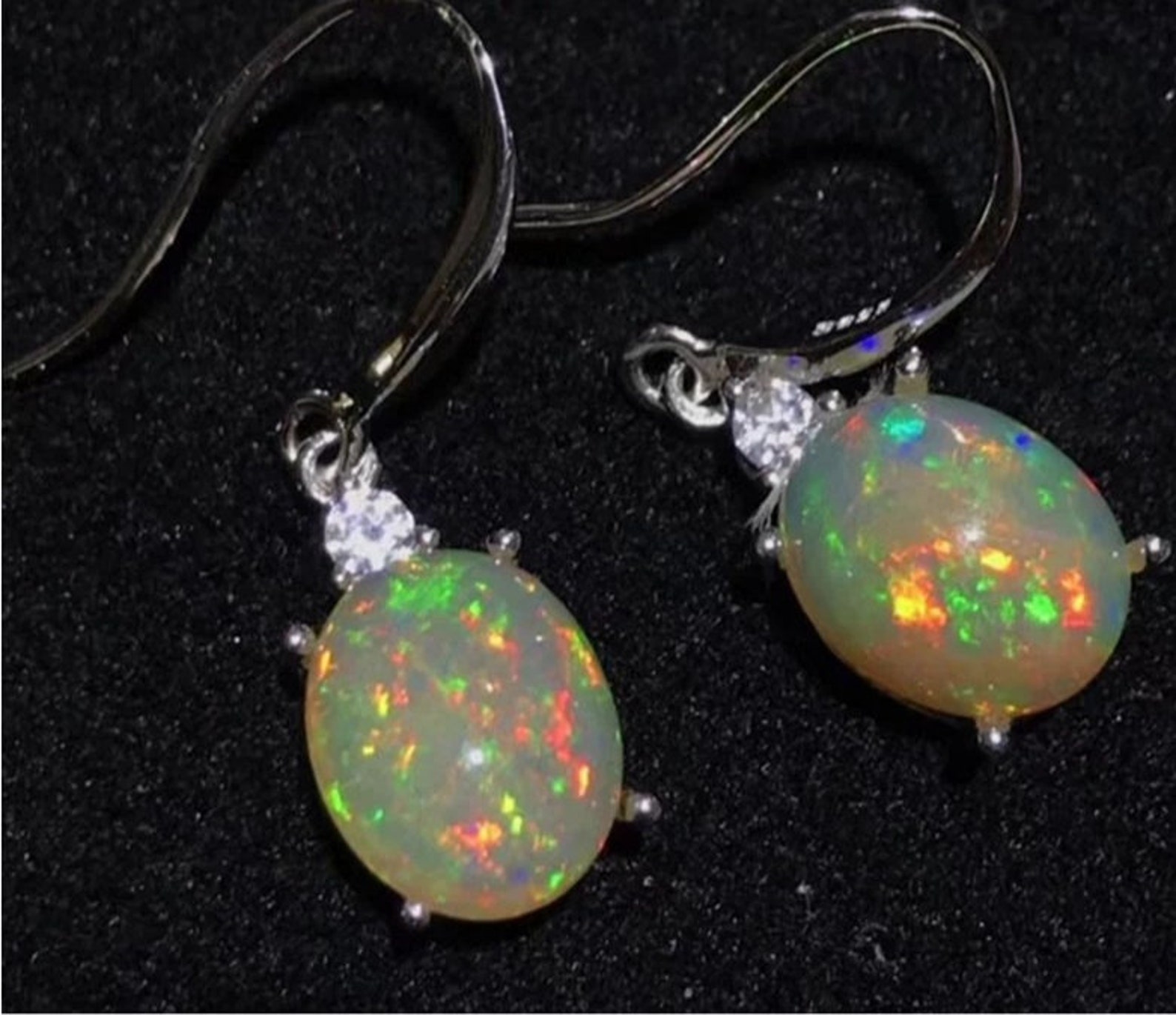 Opal earringNatural White Australian Opal Earrings 925 | Etsy