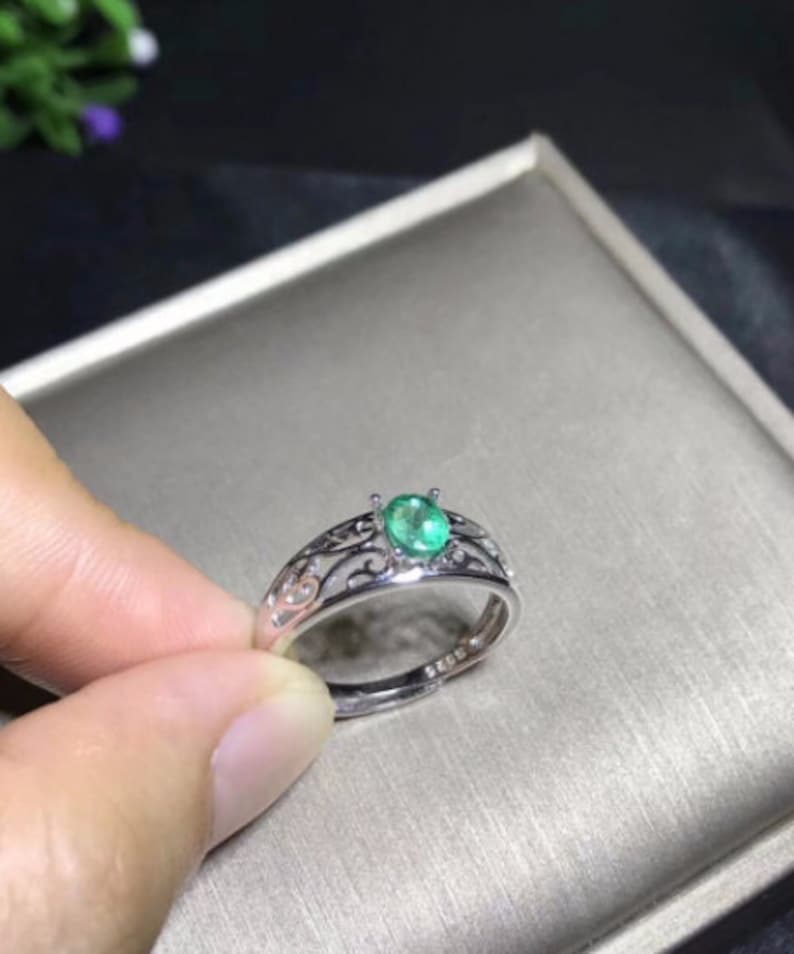 Wedding Ring 925 Sterling Silver Emerald Ring Emerald Bridal Ring Silver Ring Luxury Ring Emerald Engagement Ring Gift For Her
