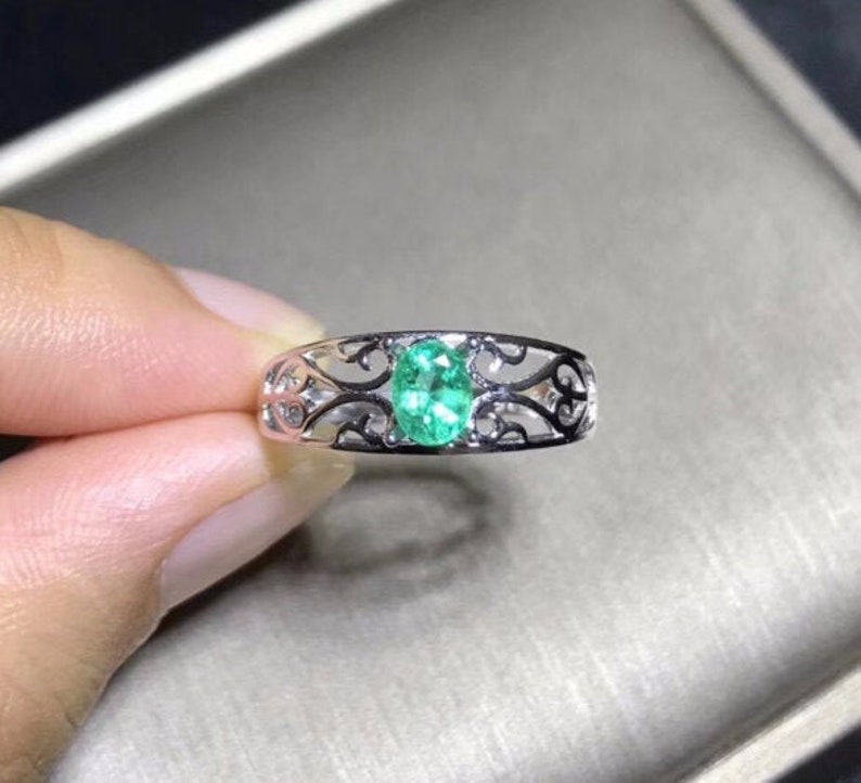 Wedding Ring 925 Sterling Silver Emerald Ring Emerald Bridal Ring Silver Ring Luxury Ring Emerald Engagement Ring Gift For Her