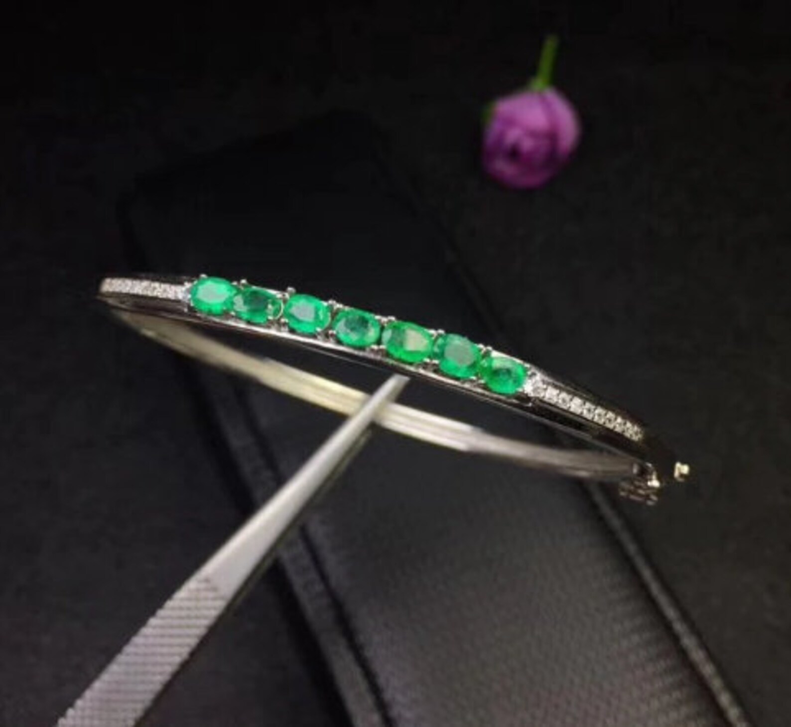 Natural Emerald Bracelet925 Silver New Trendy Silver - Etsy