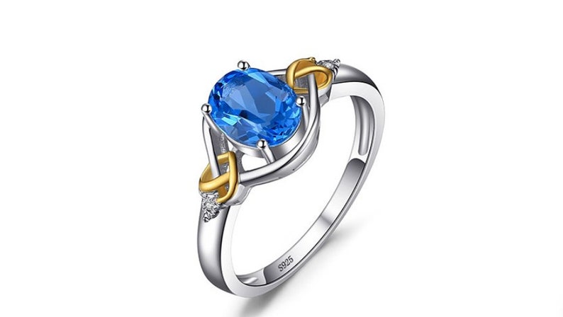 luxury ring,engagement ring,gift for her,silver rings,gemstone ring Natural Blue Topaz Ring 925 Sterling Silver Ring,oval cut 6*8 mm ring