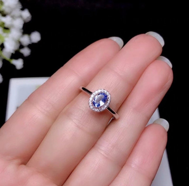 Cushion Cut Tanzanite and Diamond Dress Ring