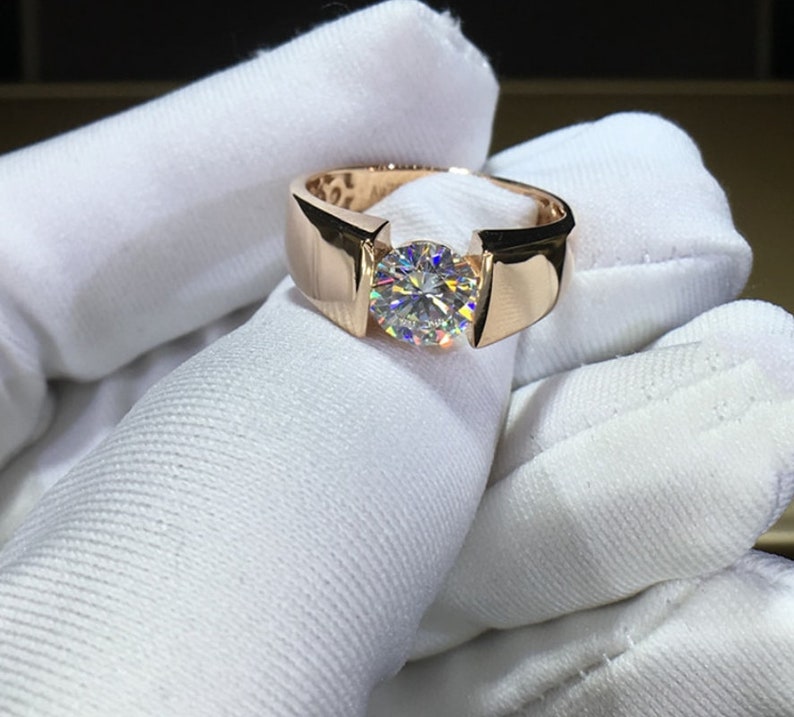 14k Solid Gold Moissanite Men's Ring Engagement Ring for Etsy