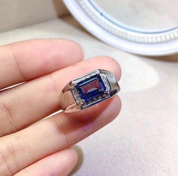 Bague pour homme en Tanzanite Bague de fian ailles en Tanzanite
