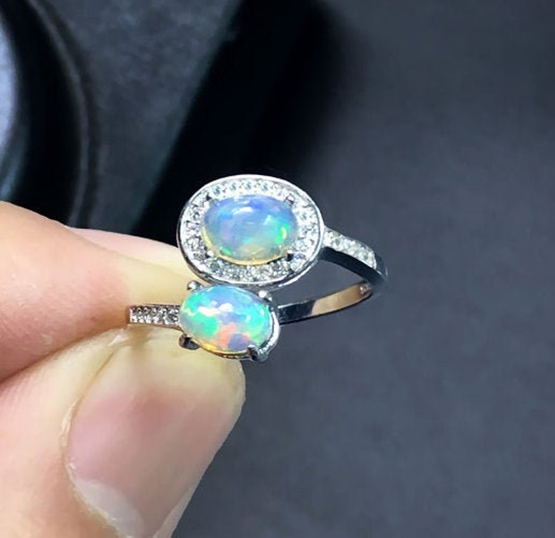 Natural Opal Ring solid 925 Sterling Silver Ringdouble Opal - Etsy