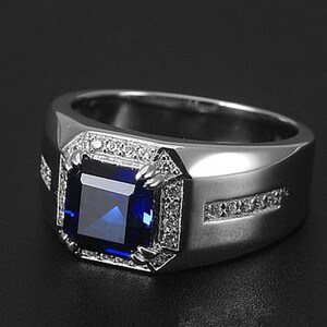Sapphire Men Ring 925 Sterling Silver/14k Gold Engagement - Etsy