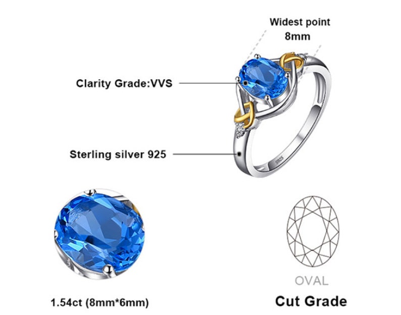 luxury ring,engagement ring,gift for her,silver rings,gemstone ring Natural Blue Topaz Ring 925 Sterling Silver Ring,oval cut 6*8 mm ring