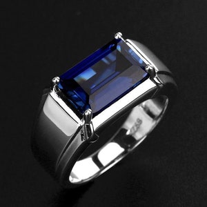 Sapphire Ring Mens, 8ct. Gemstone 925 Sterling Silver Engagement Ring ...