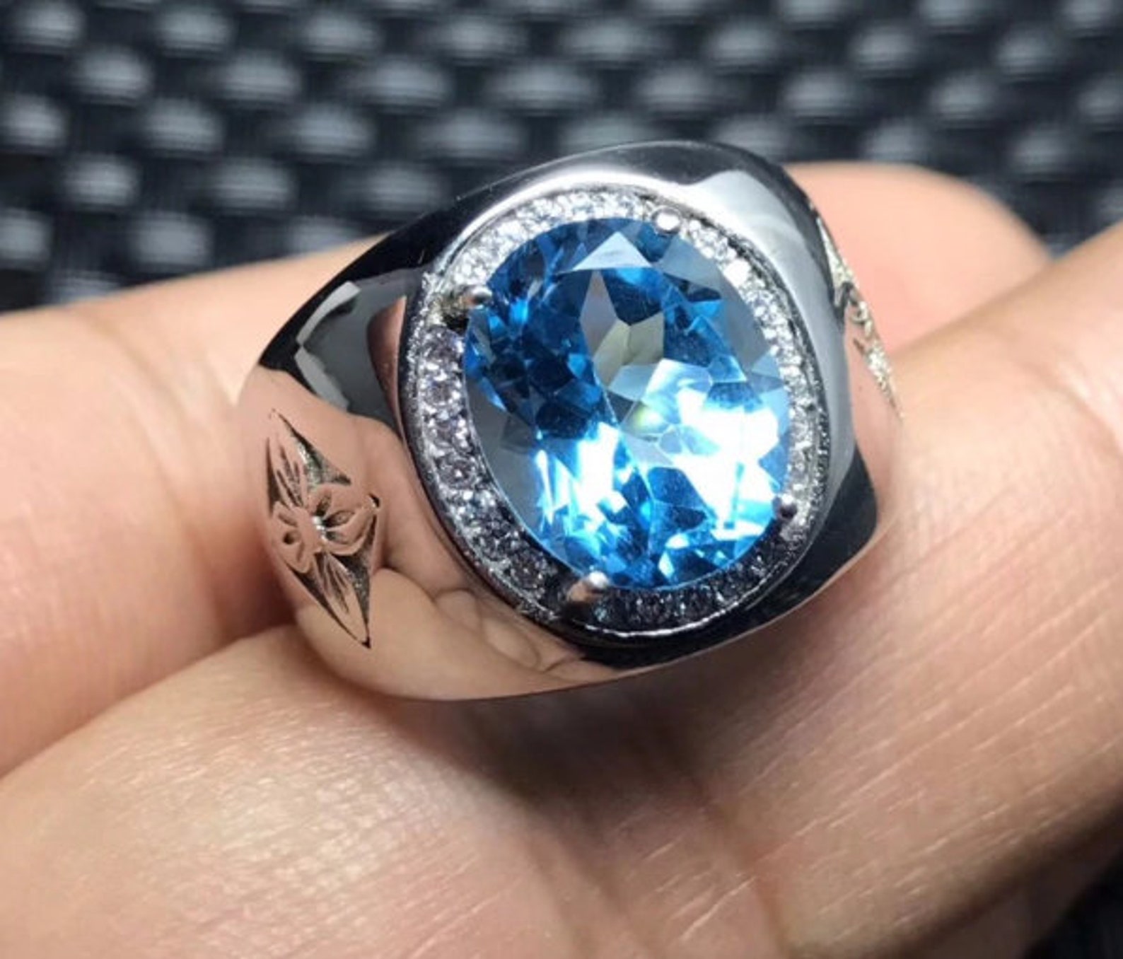 Royal Blue Topaz Men’s RING 925 Silver Ring New - Etsy