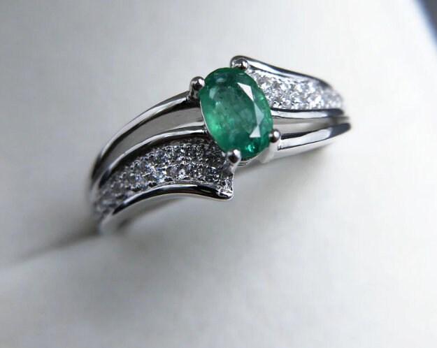 Natural Emerald Ringemerald Engagement Ringoval Cut 46 - Etsy