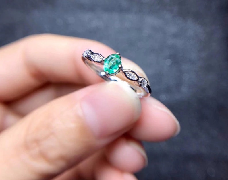 Natural Emerald Ring Emerald Engagement Ring Engagement & Etsy