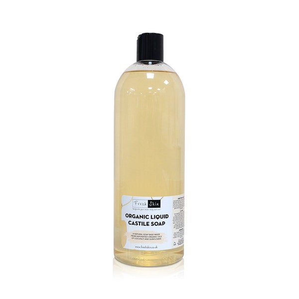 1 Litre Organic Liquid Castile Soap (1000ml) - All-Natural Unscented Liquid Soap