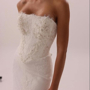 Chantilly Lace Wedding Corset Top | Optional Skirt | Custom Embroidered Bridal Set | Strapless Corset for Modern Brides