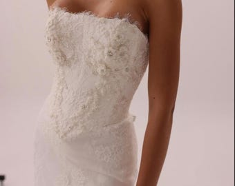 Brautkorsett aus Chantilly-Spitze | Optionaler Rock | Besticktes Applikations-Hochzeitskorsett-Oberteil