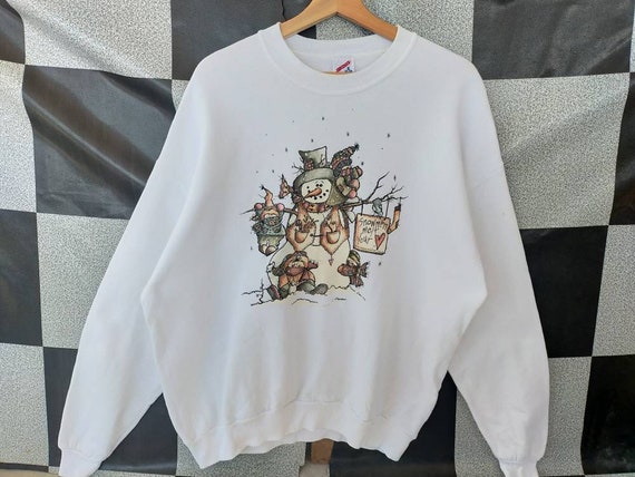 Vintage 90s Snowmen Crewneck Sweatshirt Big Print Pullover | Etsy