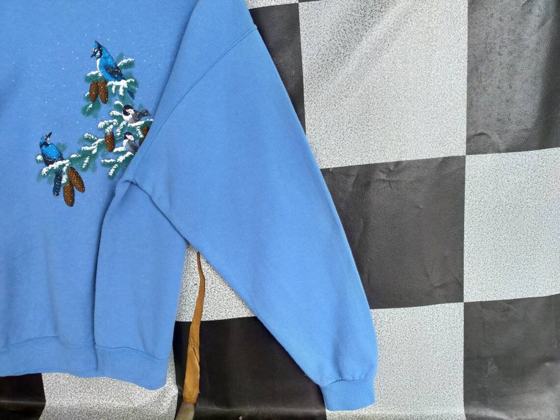 Vintage 90s Bird Design Crewneck Sweatshirt Big Print Pullover Etsy