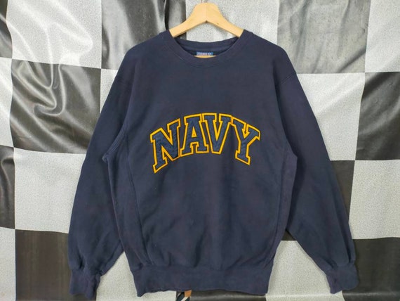 Vintage Navy Crewneck Sweatshirt Big Print Pullover Sweatshirt | Etsy