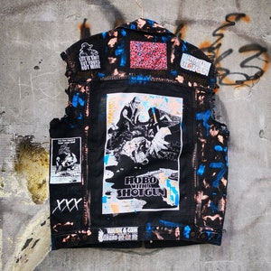 Painted Custom Made Denim Punk Vest US Mens Size XL | Etsy