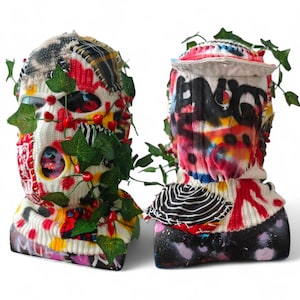 Custom Painted TREEMAN Balaclava: Spiked 3-Hole Punk Ski Mask