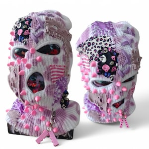 Custom Patched Balaclava Ski Mask: Punk Safety Pin Knitwear