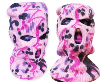 Pastel pink painted ski mask balaclava