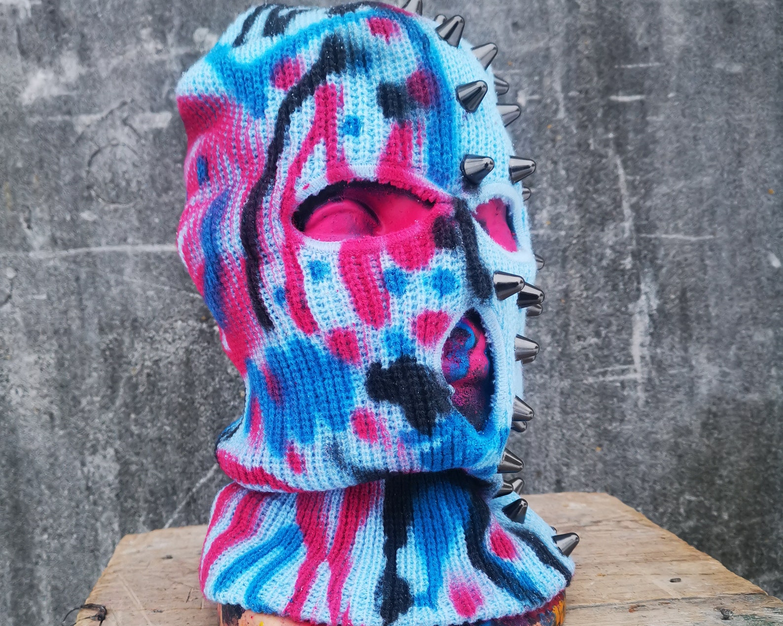 Custom Painted Spiked Ski Mask Balaclava Blue Pink | Etsy