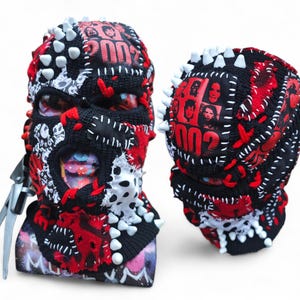 Custom Patched Balaclava Ski Mask: Punk Spiked Knitwear