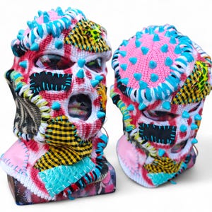 CUSTOM PATCHED - Balaclava Ski Mask, 3 Hole Punk Ski Mask, frankenstein Skimask, Full Face Mask, Warm Winter Knitwear, Unisex