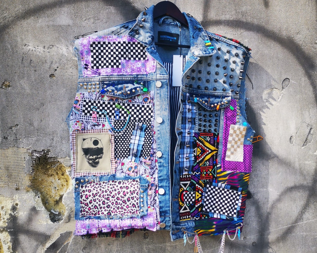 Hot Sauce Bleched Punk Vest US Mens Size L Etsy