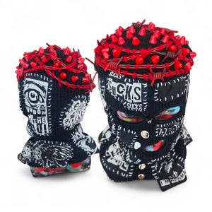 Custom Patched Knit Ski Mask – Spiked 3-Hole Balaclava
