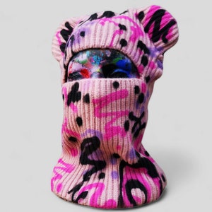 Graffiti mickey mouse  pink ski mask balaclava