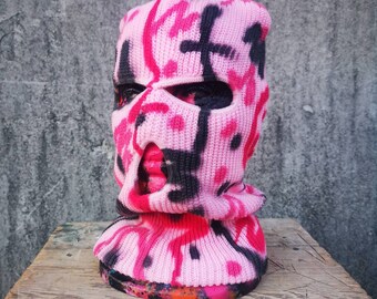 custom painted ski mask balaclava  pink