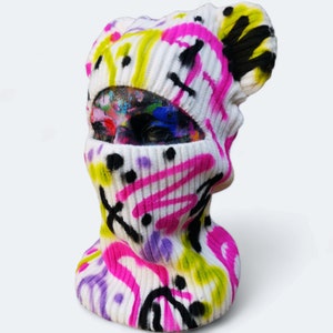 Graffiti mickey mouse  multi colored ski mask balaclava