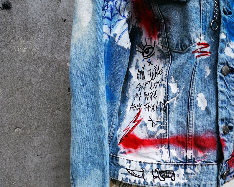 Cheap monday custom painted denim organic jacket size M