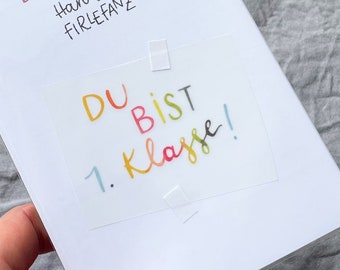 Bügelbild „Du bist 1. Klasse!“, Einschulung, Schultüte, Geschenkidee
