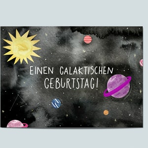 Postkarte Universum, Postkarte Weltall, Kindergeburtstag, Geburtstagskarte, Glückwunschkarte, Geburtstagskarte