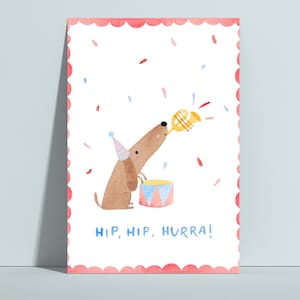 Carte postale zum Geburtstag Dackel, Geburtstagskarte, Kindergeburtstag, Glückwunschkarte, Dackelmotiv