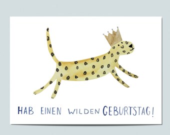 Postkarte "wilder Geburtstag", Geburtstagskarte, Glückwunschkarte, Kindergeburtstag, Geburtstagsfeier, Postkarte Geburtstag