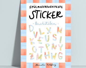 Spülmaschinenfeste Buchstaben Sticker – Sticker zum Personalisieren – Geschenkidee Schulanfang – Handgemachte Papeterie