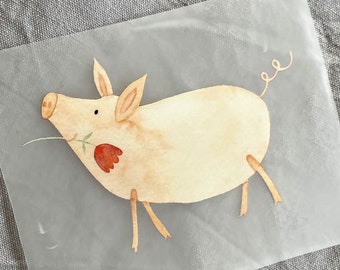 Bügelbild Schwein, Kinder Aufnäher, Bügelbild