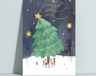 Aquarell Weihnachtskarte, Weihnachtsgrüße