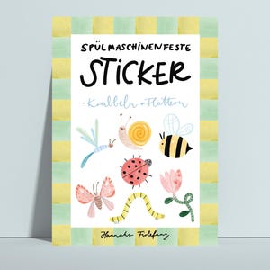 Spülmaschinenfeste Sticker – Insekten– Geschenkidee Kinder – Wasserfeste Aufkleber - Handgemachte Papeterie